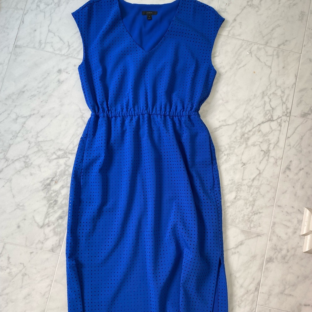 Jcrew Blue Cap Sleeve Dress